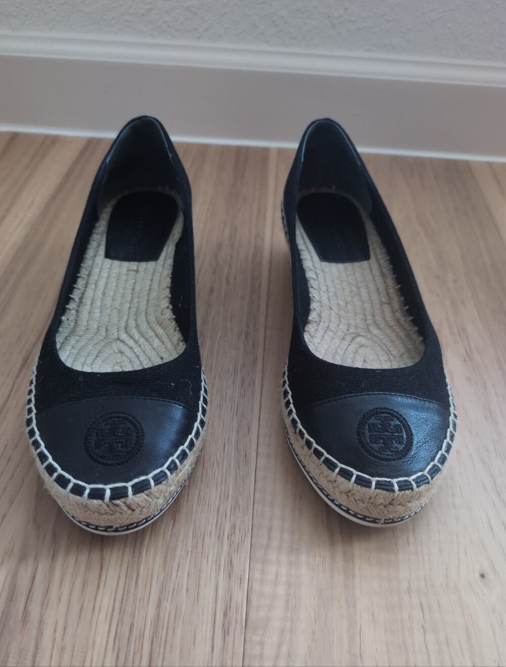 Tory Burch Black Espadrille Platform Flats